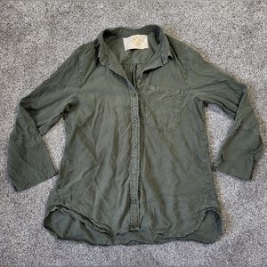 Bella Dahl Olive Green Button Up Shirt Size Large